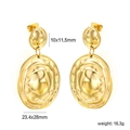 Detail view of irregular gold drop earrings showing 23.4x28mm dimensions and lava texture - Irregular Lava Texture Dangle Earrings (EA5A1301G)