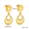 Minimalist 18k gold geometric irregular drop earrings with sunburst texture detail - Radial Round Water Drop Fan Pattern (EA5A2301G)