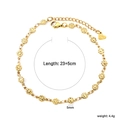 Gold plated stainless steel anklet featuring hollow flower links and heart tag - Hollow Small Flower Style (AN122001G)