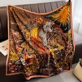 Detail of artistic leopard print scarf with sun and moon motifs on a leather sofa - 90*90cm / XW-10-Orange Pink (Art Leopard Tropical Plant Star Moon)