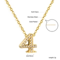 18K vergoldete Edelstahlkette mit Nummer 4 Anhänger und weißen Kristallen - Nummer 4 (NE2D36A4G)