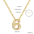 Collier en acier inoxydable doré avec pendentif chiffre 6 serti de zircons blancs - Chiffre 6 (NE2D36A6G)