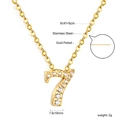 Collier en acier inoxydable plaqué or avec pendentif numéro 7 et zircons blancs fins - Chiffre 7 (NE2D36A7G)