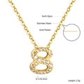 Collier en acier inoxydable doré avec pendentif chiffre 8 et zircons blancs brillants - Chiffre 8 (NE2D36A8G)