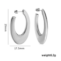 Minimalist silver-tone U-shaped teardrop hoop earrings with precise size dimensions - Teardrop Style (EA325102S) / Silver