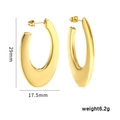 Detailed close-up showing dimensions of 29mm x 17.5mm for the 18K gold plated U-shape hoop earring - Teardrop Style (EA325102G) / Gold