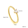 Elegante anello a cuore in oro 18k con un design minimalista a fascia intrecciata - US 6 / Stile Oro Zirconia Bianca Cuore Intrecciato (RI147706-9G)