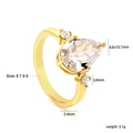 Gold plated ring featuring a large 9.6x13.7mm pear-cut cubic zirconia and side stones - Pear White Zirconia Gold Style (RI149006-9G)