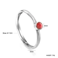 Minimalist silver stainless steel ring with 4mm round red cubic zirconia gem - Round Red Zirconia Silver Style (RI1497E6-9S)