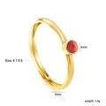 Minimalist gold plated stainless steel ring with a round red zircon gemstone inlay - Round Red Zirconia Gold Style (RI1497E6-9G)