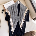 Classic houndstooth large scarf with beige borders on minimalist editorial background - Large Square / Beige-Black