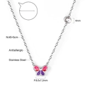 Spécifications du collier papillon en acier inoxydable avec chaîne 45+5cm et gemme 4mm - Style Papillon Rose Violet Argent Avec Zircone(NE25800MS)