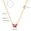 Détail du pendentif papillon rose en acier inoxydable plaqué or avec zircon de 4mm - Style Papillon Rose Violet Or Avec Zircone(NE25800MG)