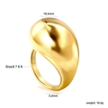 Golden chunky asymmetrical ring in 18K stainless steel with water drop design size dimensions - US 6 / Asymmetric Drop Gold (RI147306-9G)