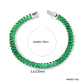 Détails du bracelet tennis en zircons vert émeraude rectangulaires avec dimensions 18cm - Bracelet tennis à pierres vertes rectangulaires argentées (BR27060JS)