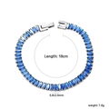 Detail eines 18cm Tennisarmbands mit blauen Kristallen und sicherem Steckverschluss - Silber-Blauer Zirkonia (BR27060DS)