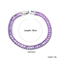 Detailansicht des lila Zirkon-Tennisarmbands mit 18cm Länge und 7,6g Gewicht im Fokus - Silber-Lila Zirkonia (BR27060CS)