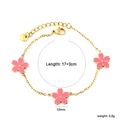 Pink cherry blossom gold bracelet in stainless steel with 17+3cm length and 12mm charms - Multiple Cherry Blossoms Bracelet (BR27150FG)