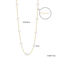 Elegant gold chain necklace with 8mm round white pearls, 42+5cm length, 5.5g weight - Gold Ball Chain White Pearl Style (NE2E270AG)