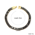 Tennis bracelet with rectangular black gemstones and gold base measuring 18cm long - Gold-Black Zirconia (BR27060BG)