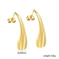 Modern gold teardrop earrings in polished stainless steel minimalist style 8x30mm - Gold (EA5A6301G)
