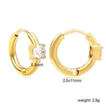 Gold-plated hoop earrings with 5.3mm round zircon in a classic four-prong setting - Round Zirconia Style (EA32990AG)