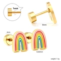 Rainbow enamel screw back stud earring in 18k gold plated stainless steel - Rainbow Style (EA63470MG)