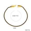 Elegant 17cm gold-plated tennis bracelet with 2mm round black cubic zirconia stones - Gold Black Round Style (BR26832BG)