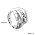 Polished silver stainless steel irregular thick open ring, available in sizes 6 to 9 - US 6 / Glossy Silver (RI146906-9S)