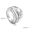 Polished and hammered stainless steel wide ring available in sizes 6 to 9 - Hammered Patchwork Silver (RI147006-9S)