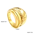 18K gold plated stainless steel wide ring featuring hammered texture and smooth finish - Hammered Patchwork Gold (RI147006-9G)