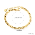 Gold stainless steel coffee bean link chain bracelet with lobster clasp and extension - Coffee Bean Style Link (BR279601G)