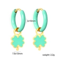 Gouden klaver oorhangers met mintgroen emaille details en ronde metalen ringetjes - Hemelsblauw Met Gele Vlinderstijl (EA5B510JG)