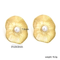 Orecchini retrò in metallo con pietra blu e perla, finitura testurizzata in oro 18 carati - Stile Perla Tonda Dorato (EA5A450AG)
