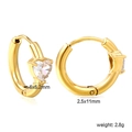 Gold stainless steel hoop earrings with 6mm heart-shaped zircon and 2.8g weight data - Heart Zirconia Style (EA32960AG)
