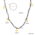 Minimalistische Perlenkette mit grauen Perlen und goldenen Stern-Mond-Anhängern - Grauer Perlenstern Mond Blitz Stil (NE2D960BG)