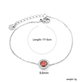 Bracciale a catena in acciaio argento con ciondolo in cristallo rosso e moschettone - Argento Tondo (BR27590ES)