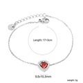Bracciale in acciaio argento con gemma a cuore rossa e accenti in zircone bianco - Stile Cuore d'Argento (BR27630ES)
