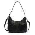 Bolso retro de cuero negro en forma de media luna con tachuelas y correa ajustable - Negro