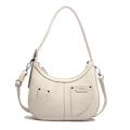 Elegante bolso hobo de media luna blanco crema con tachuelas plateadas y correa ajustable - Blanco