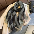 Elegant black and gold gradient pashmina shawl with shimmering metallic lurex stripes - Black and Gray