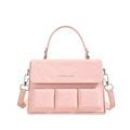 Pink box crossbody bag with textured leather and 3D square embossed details - Pink
