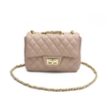 Gesteppte Umhängetasche in Altrosa mit goldener Kette und edlem Metalldrehverschluss - Khaki