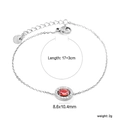 Elegante bracciale in acciaio inossidabile con zircone rosso ovale e chiusura a moschettone - Stile Ovale d'Argento (BR27600ES)