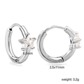 Dettaglio orecchini a cerchio a stella in zircone argento dimensioni 6.5mm e 2.5x11mm - Stile a Stella (EA32980AS)