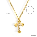 Gold stainless steel cross pendant necklace with zircon heart details and chain measurements - Heart Pattern Zirconia Cross Necklace (NE2E350AG)