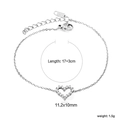 Dettaglio del bracciale a cuore in acciaio inossidabile con zirconi e chiusura a moschettone - Stile Cuore Argentato (BR27410AS)