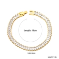 Golden tennis bracelet with rectangular crystals and 18cm length specification - Gold-White Zirconia (BR27060AG)