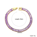 18K vergoldetes Edelstahl-Tennisarmband mit lila rechteckigen Zirkonia-Steinen - Gold-Lila Zirkonia (BR27060CG)