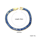18k vergoldetes Tennisarmband aus Edelstahl mit rechteckigen tiefblauen Kristallen - Gold-Blauer Zirkonia (BR27060DG)